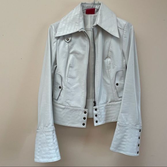 Vintage Y2K  white leather Mackage jacket XS - Picture 8 of 13